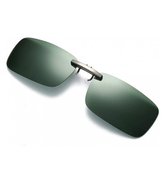 Oval Detachable Night Vision Lens Driving Metal Polarized Clip On Glasses Sunglasses - Green - CP18TLXQK2Y $16.29