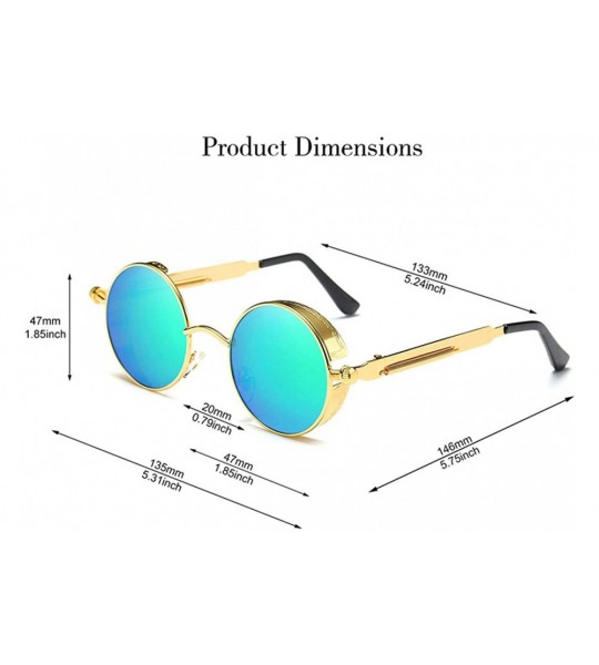 Round Polarized Sunglasses UV Protection-Retro Round Sunglasses for Women Men - Gold Frame/Green Len - CT199MUQ56S $24.28