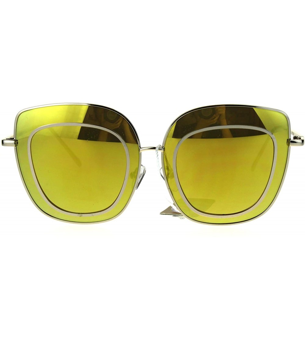Oversized Womens Retro Vintage Rectangular Luxury Designer Sunglasses - Orange Mirror - C5186H6ZTMC $22.16