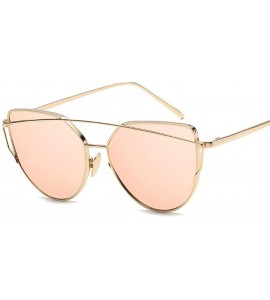 Cat Eye Sunglasses Women Cat eye Mirror Rose Gold Vintage Fashion sun glasses Eyewear - C4 - CD18WWMIA55 $47.02