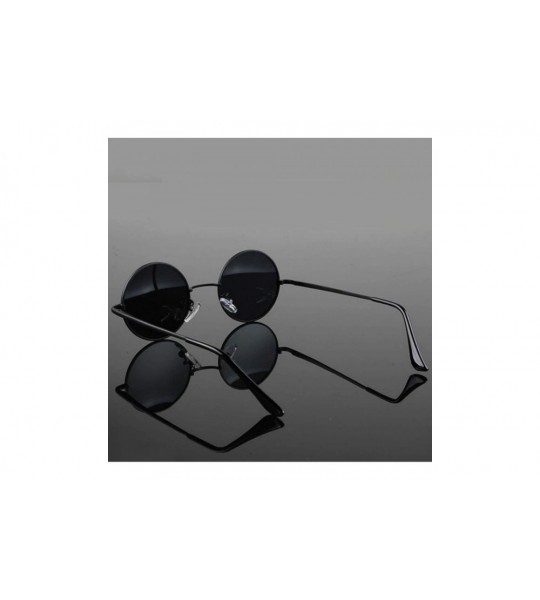 Round Retro Vintage Round Polarized Sunglasses Men Women Sun Glasses Metal Frame Black Lens Eyewear Driving - D3 Gun - CG197Y...