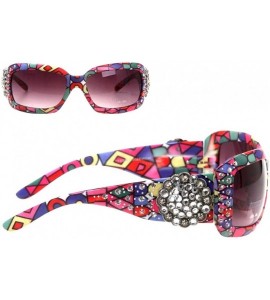 Round Floral Concho with Aztec Print Sunglasses - Multi-swirl - CD182E9EKLS $61.35