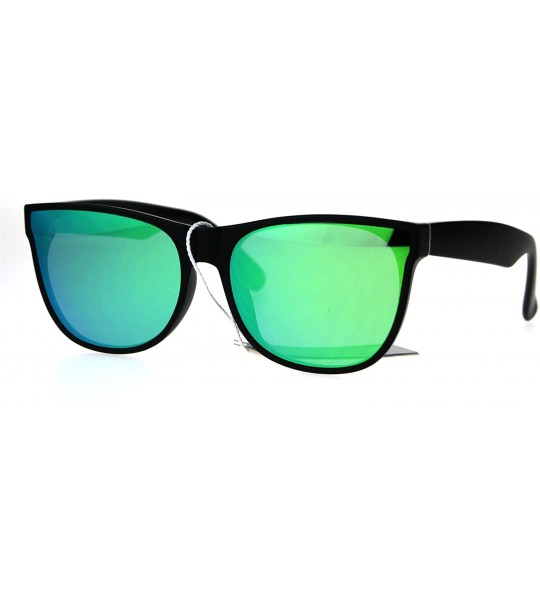 Rectangular Color Mirror Panel Lens Horned Rim Hipster Sunglasses - Green - CD186GITHR6 $23.53