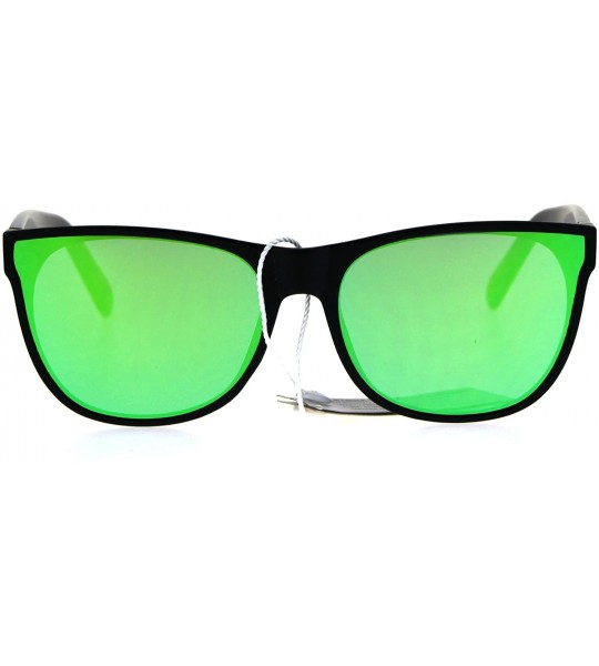 Rectangular Color Mirror Panel Lens Horned Rim Hipster Sunglasses - Green - CD186GITHR6 $23.53