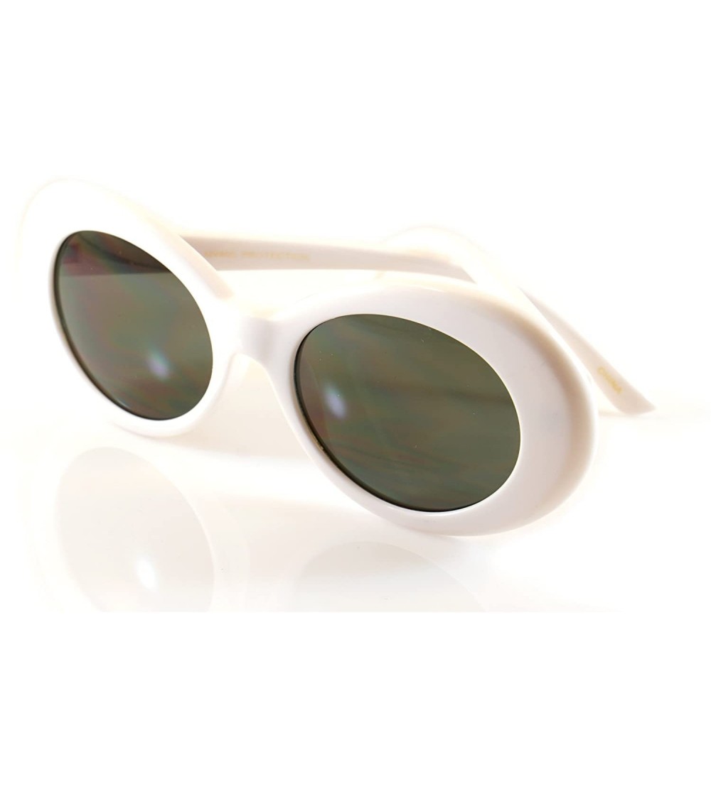 Round Celebrity Retro Round Oval Pop Color Tinted Sunglasses A037 A095 - Green Smoke - CO186ICKCNS $19.20