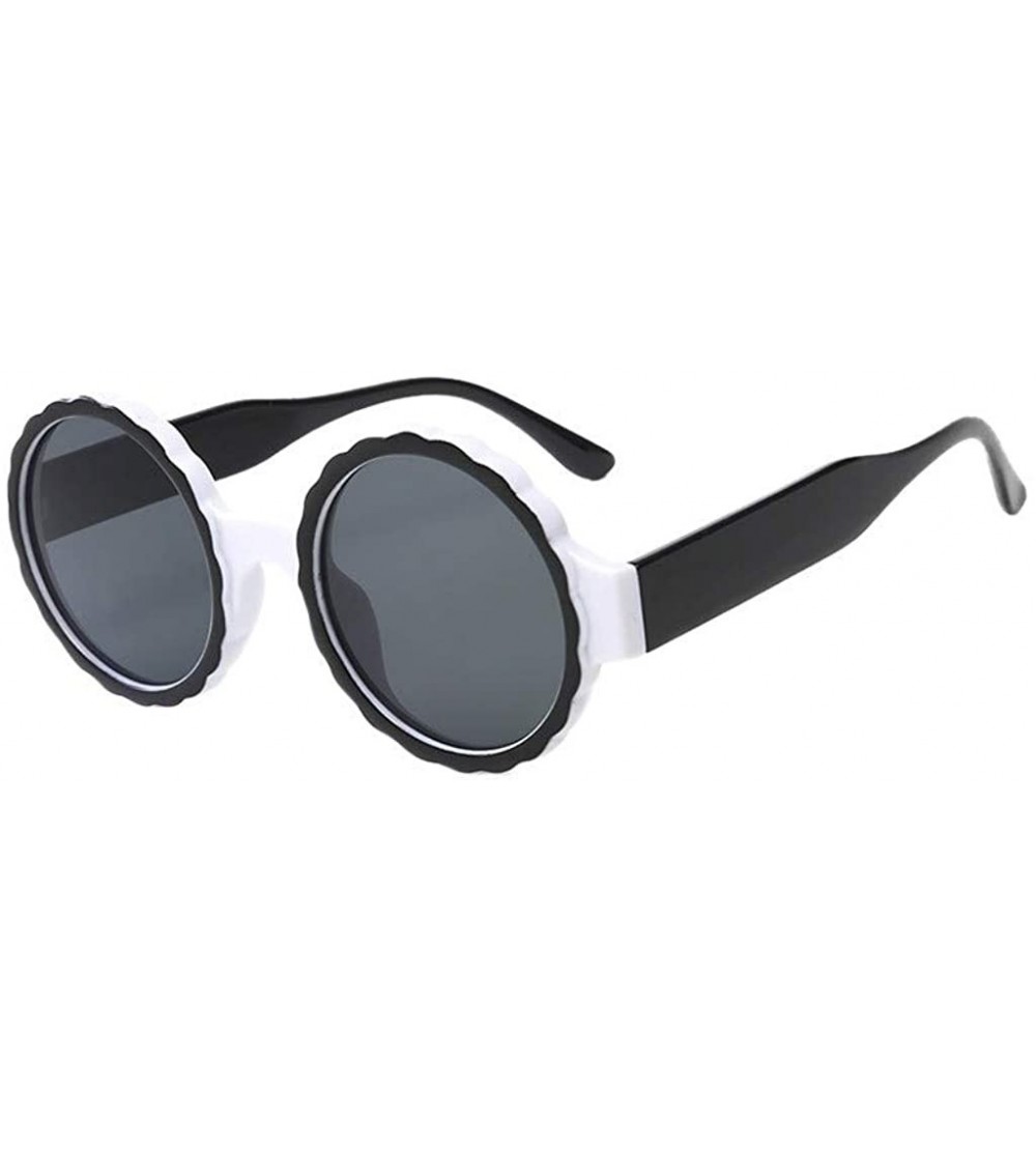 Semi-rimless Fashion Women's Frame Mask Round Integrated Sunglasses Gas Glasses - White - CK18SLTK53R $19.18