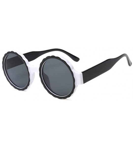 Semi-rimless Fashion Women's Frame Mask Round Integrated Sunglasses Gas Glasses - White - CK18SLTK53R $19.18