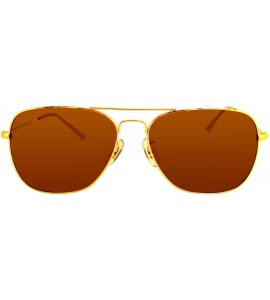 Sport Polarized Military style metal aviator sunglasses for men and women - Brown - CE18YIY74ZW $29.95