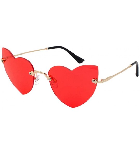 Rimless Heart Shaped Rimless Sunglasses Candy Color Eyewear Lightweight Sunglasses Mirrored Lens Fashion Goggle Eyewear - CH1...