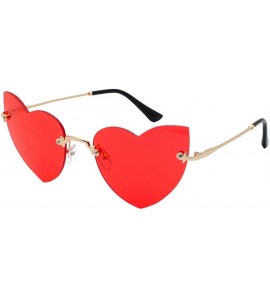 Rimless Heart Shaped Rimless Sunglasses Candy Color Eyewear Lightweight Sunglasses Mirrored Lens Fashion Goggle Eyewear - CH1...