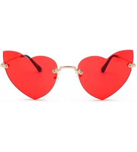 Rimless Heart Shaped Rimless Sunglasses Candy Color Eyewear Lightweight Sunglasses Mirrored Lens Fashion Goggle Eyewear - CH1...