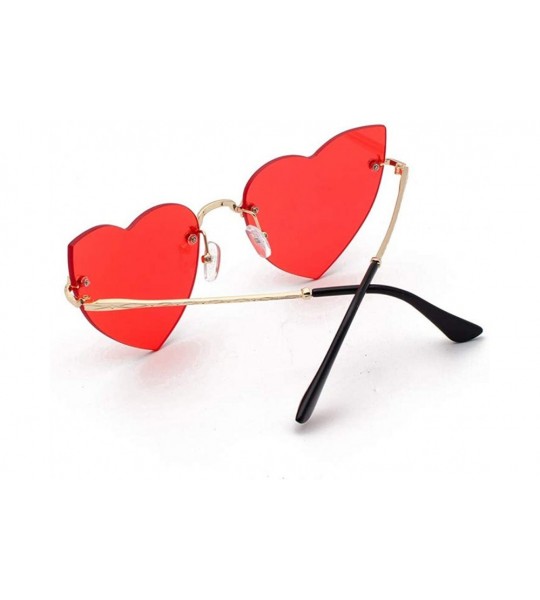 Rimless Heart Shaped Rimless Sunglasses Candy Color Eyewear Lightweight Sunglasses Mirrored Lens Fashion Goggle Eyewear - CH1...