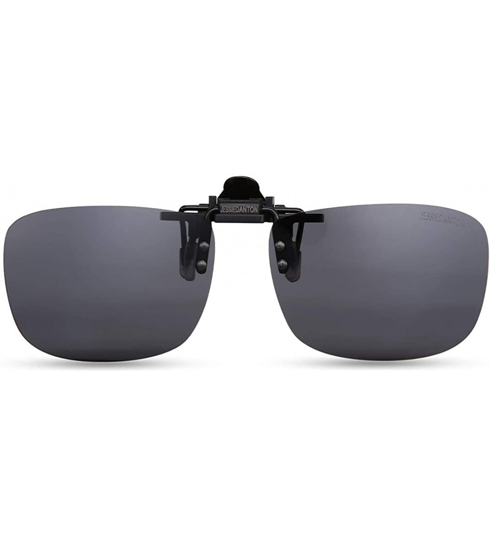 Round Polarized Clip-on Flip Up Metal Clip Rimless Sunglasses for Prescription Glasses - Black - CM17YHDWC47 $21.70