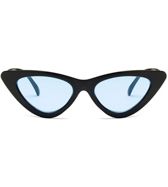 Cat Eye Women Fashion Triangle Cat Eye Sunglasses with Case UV400 Protection Beach - Black Frame/Blue Lens - CQ18WMR4CUQ $37.31