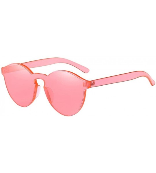 Oval Round Sunglasses For Women Plastic Frame Mirrored Lens Candy Color - Watermelon Red - CR180S6UA88 $15.06