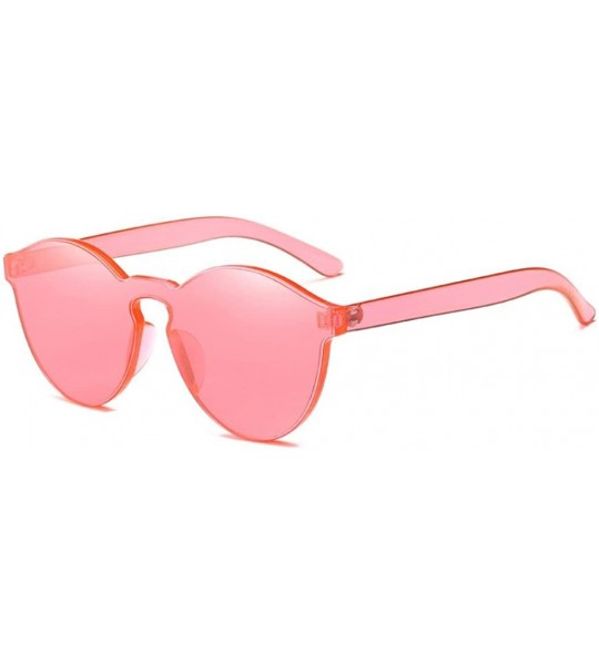 Oval Round Sunglasses For Women Plastic Frame Mirrored Lens Candy Color - Watermelon Red - CR180S6UA88 $15.06