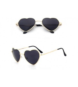 Aviator Heart Shaped Sunglasses Women Metal Frame Reflective Lens Sun Protection Tea - Gray - CN18YKUO0QO $16.94