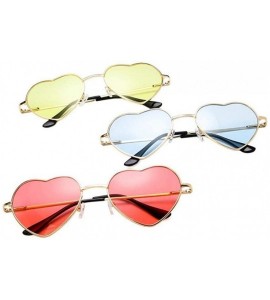 Aviator Heart Shaped Sunglasses Women Metal Frame Reflective Lens Sun Protection Tea - Gray - CN18YKUO0QO $16.94