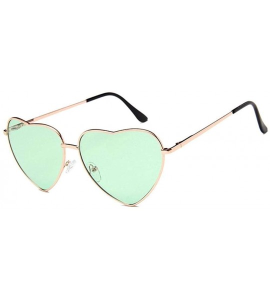 Aviator Heart Shaped Sunglasses Women Metal Frame Reflective Lens Sun Protection Tea - Gray - CN18YKUO0QO $16.94