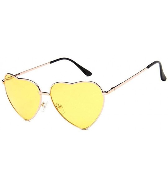 Aviator Heart Shaped Sunglasses Women Metal Frame Reflective Lens Sun Protection Tea - Gray - CN18YKUO0QO $16.94