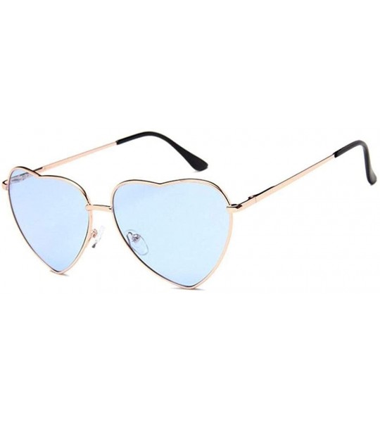 Aviator Heart Shaped Sunglasses Women Metal Frame Reflective Lens Sun Protection Tea - Gray - CN18YKUO0QO $16.94