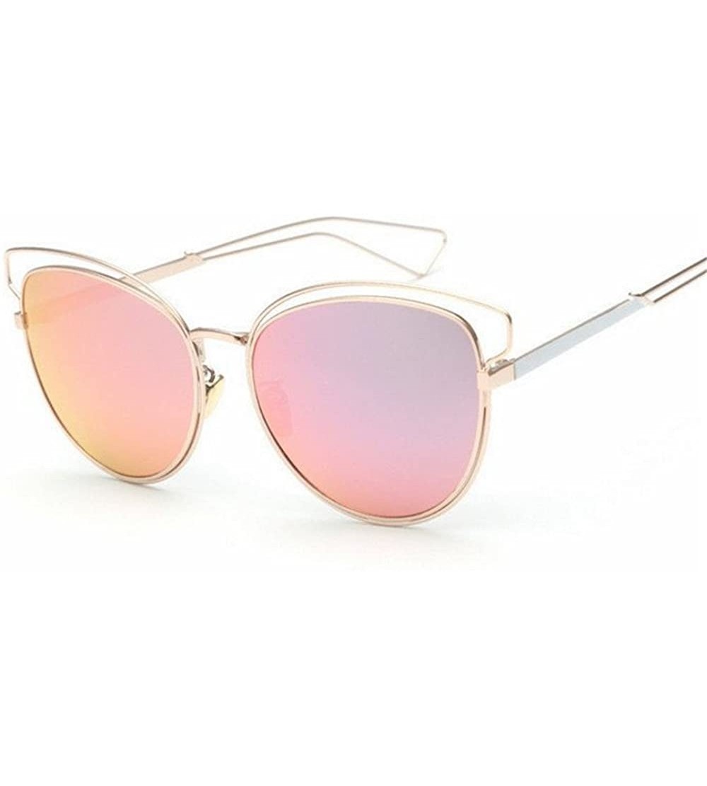 Oversized Men Women Sunglasses Metal Oversized Mirrored Sunglasses Vintage Glasses Eyewear - Pink - C618D89CZ9D $25.78