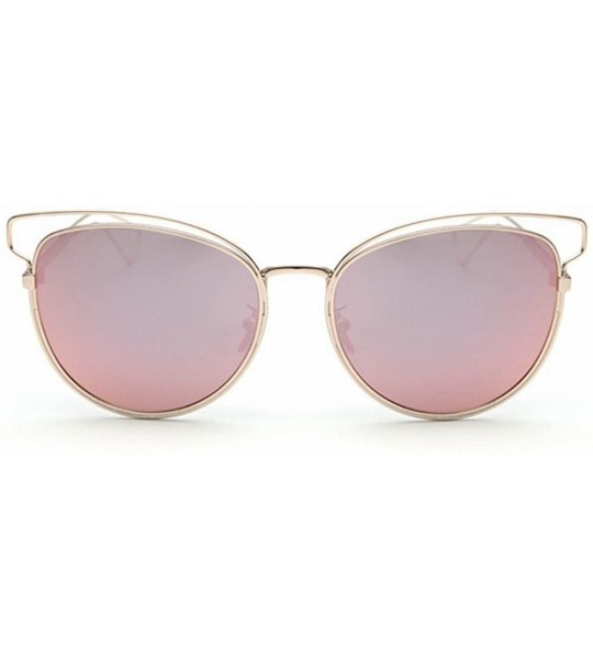 Oversized Men Women Sunglasses Metal Oversized Mirrored Sunglasses Vintage Glasses Eyewear - Pink - C618D89CZ9D $25.78