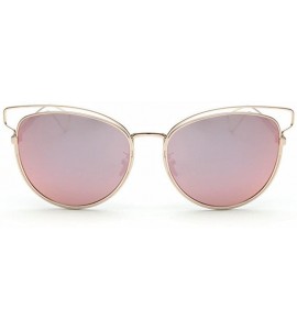 Oversized Men Women Sunglasses Metal Oversized Mirrored Sunglasses Vintage Glasses Eyewear - Pink - C618D89CZ9D $25.78