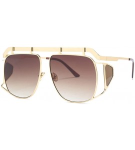 Shield Oversized Shield Sunglasses Men Vintage Metal Punk Female Sun Glasses Square - Gold With Brown - CE18KWAL2CO $21.31