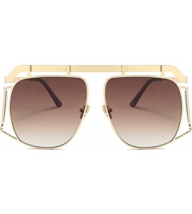 Shield Oversized Shield Sunglasses Men Vintage Metal Punk Female Sun Glasses Square - Gold With Brown - CE18KWAL2CO $21.31