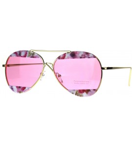 Aviator Womens Flower Crop Blind Pilots Metal Rim Fashion Sunglasses - Pink - CL18854Q3IR $24.98