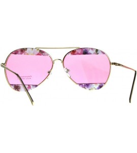 Aviator Womens Flower Crop Blind Pilots Metal Rim Fashion Sunglasses - Pink - CL18854Q3IR $24.98