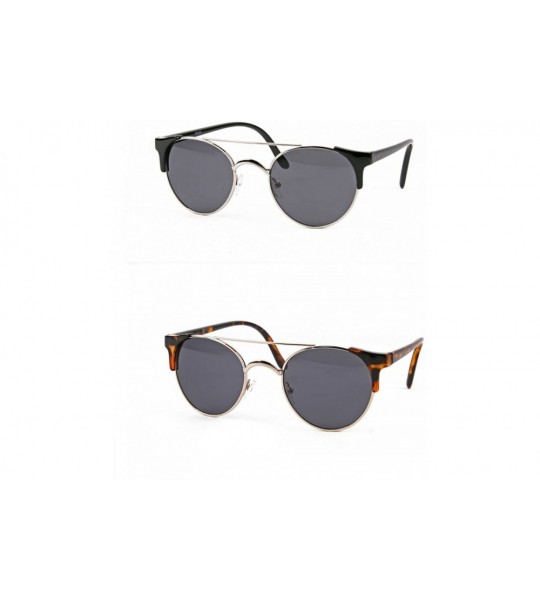 Round Metal Round Sunglasses P2192 - 2 Pcs Black-smoke & Tortoise-smoke - C9125W6KLBL $60.72