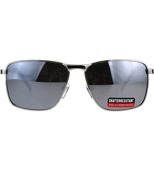 Rectangular Mens Fashion Sunglasses Square Metal Frame Spring Hinge UV 400 - Silver (Silver Mirror) - CL18CE697AC $18.78