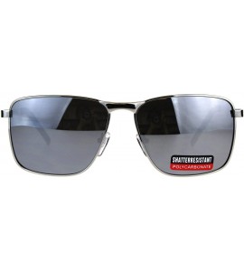 Rectangular Mens Fashion Sunglasses Square Metal Frame Spring Hinge UV 400 - Silver (Silver Mirror) - CL18CE697AC $18.78