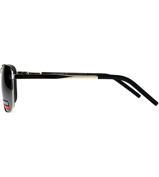 Rectangular Mens Fashion Sunglasses Square Metal Frame Spring Hinge UV 400 - Silver (Silver Mirror) - CL18CE697AC $18.78