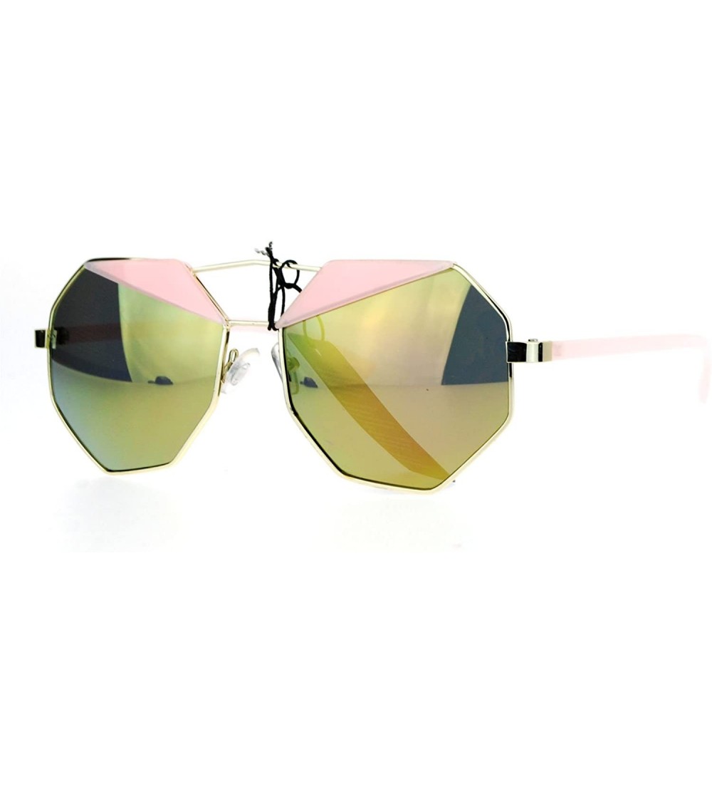 Square Octagon Shape Accent Top Sunglasses Womens Unique Fashion Eyewear - Gold Pink - CL12NFDHGTW $19.38