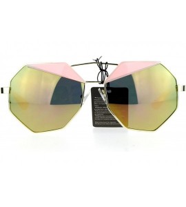 Square Octagon Shape Accent Top Sunglasses Womens Unique Fashion Eyewear - Gold Pink - CL12NFDHGTW $19.38