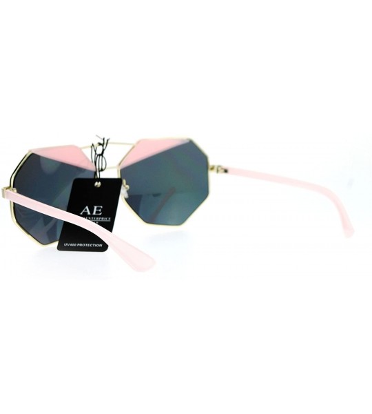 Square Octagon Shape Accent Top Sunglasses Womens Unique Fashion Eyewear - Gold Pink - CL12NFDHGTW $19.38