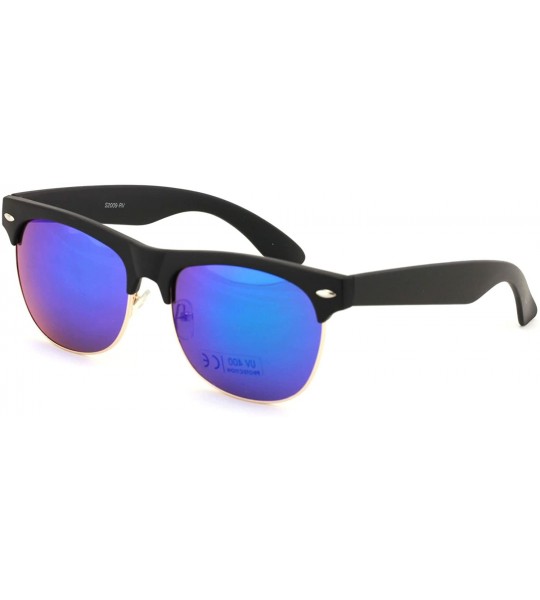 Round 4 Pairs New Classic Half Rim Round Vintage Retro Sunglasses Matte Black Mirror Reflective - CS18680D7ZK $23.45