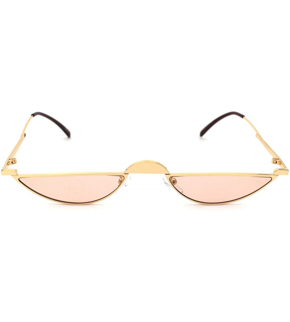 Oval Avant-Garde Narrow Cropped Oval Retro Hippie Sunglasses - Gold Light Brown - CN190QOHWLS $26.25