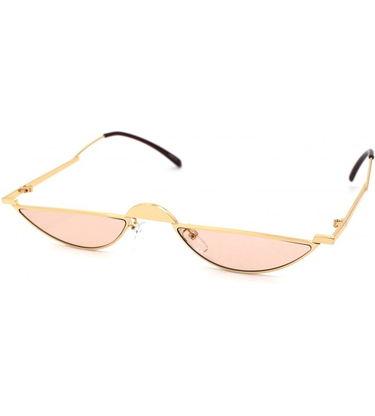 Oval Avant-Garde Narrow Cropped Oval Retro Hippie Sunglasses - Gold Light Brown - CN190QOHWLS $26.25