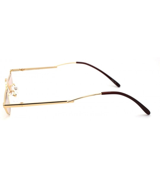 Oval Avant-Garde Narrow Cropped Oval Retro Hippie Sunglasses - Gold Light Brown - CN190QOHWLS $26.25