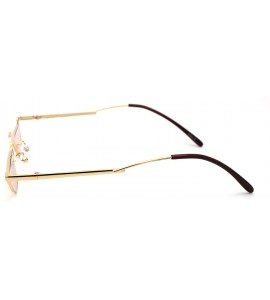 Oval Avant-Garde Narrow Cropped Oval Retro Hippie Sunglasses - Gold Light Brown - CN190QOHWLS $26.25