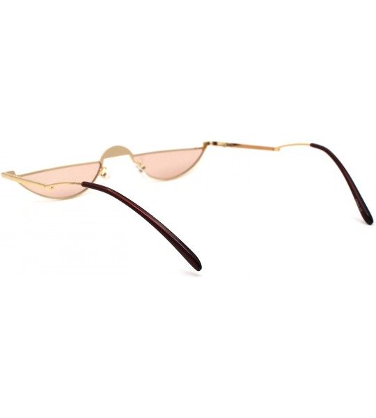 Oval Avant-Garde Narrow Cropped Oval Retro Hippie Sunglasses - Gold Light Brown - CN190QOHWLS $26.25