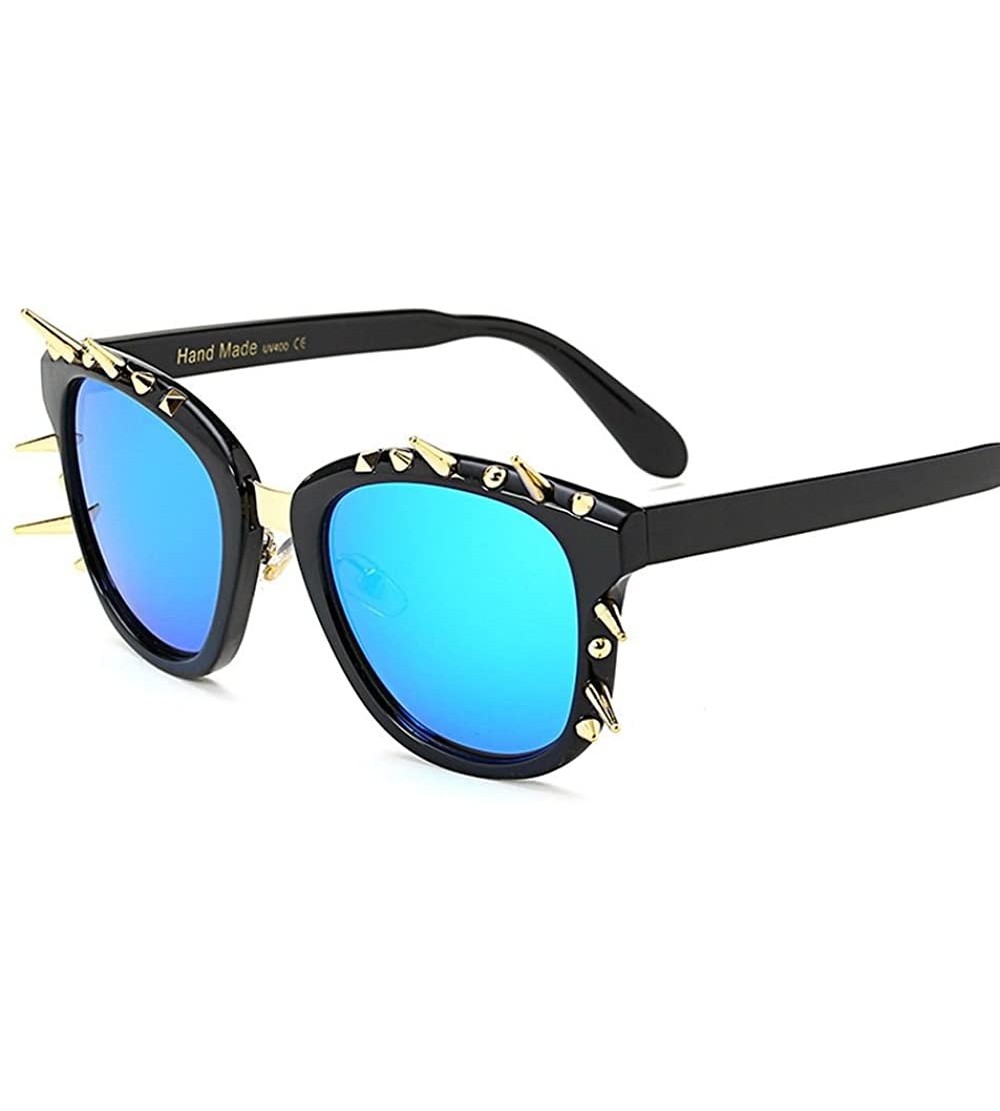 Shield Steampunk Sunglasses Women Brand Designer Vintage Shades Retro Steam Punk 97262Y - Blue - C8184X8GSG9 $25.57