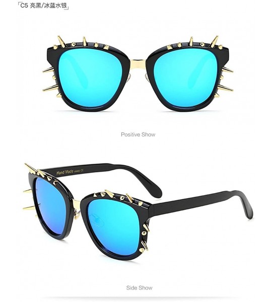 Shield Steampunk Sunglasses Women Brand Designer Vintage Shades Retro Steam Punk 97262Y - Blue - C8184X8GSG9 $25.57