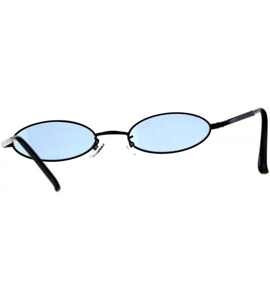 Round Mens Oval Narrow Metal Rim Round Hippie Color Lens Sunglasses - Black Blue - C818CLO79XW $20.48