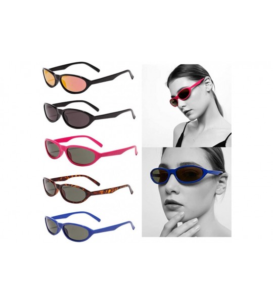 Oval Cat Eye Sunglasses Cool Gothic Retro Shades Party Club Eyewear Hip-Hop Gift - Rose Red - CG190C59LLN $23.48