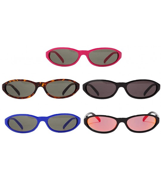 Oval Cat Eye Sunglasses Cool Gothic Retro Shades Party Club Eyewear Hip-Hop Gift - Rose Red - CG190C59LLN $23.48